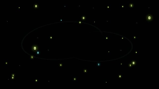 Glowing Binary Code Digits Floating in Dark Space Seamless Loop