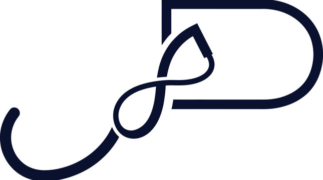 Abstract script letter J infinity loop line logo.