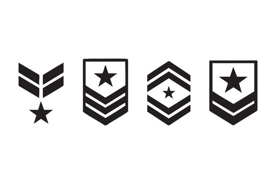 Army Sergeant Chevron Insignia Icon Collection for Military Uniform and Defense Design
