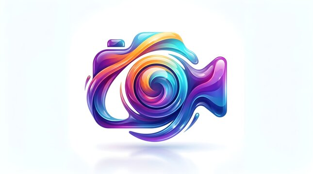 Colorful Liquid Wave Camera Icon Isolated on Clean White Background