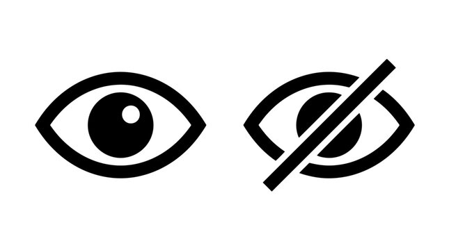Eye vision visibility and hidden icon symbols set with visibility