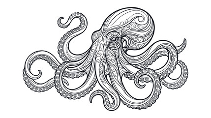 Intricate octopus illustration featuring ornate decorative line work. © SABIKUNNAHAR