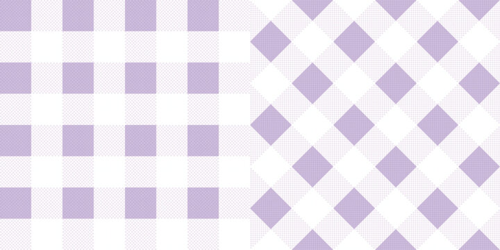 2 violet and white gingham seamless pattern vector pattern background design for fabric textile wrapping paper wallpaper tablecloths kitchen decor apparel print-on-demand product digital background