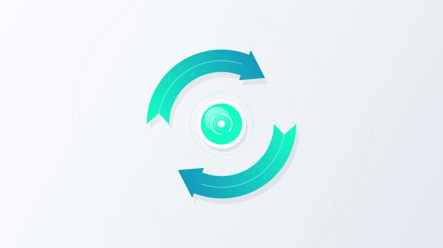 Abstract Motion Graphics Featuring a Fluid Rotating Circular Arrow Sequence with Gradient Color Transition for Modern Interface UI Design