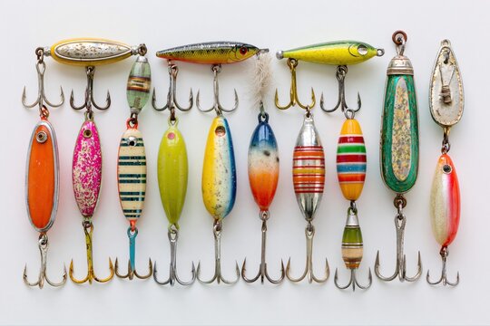 Collection of Vintage Fishing Lures with Sharp Hooks and Realistic Designs for Angling Enthusiasts