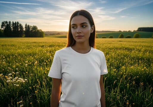 Golden Hour Glow on a Serene Meadow Portrait