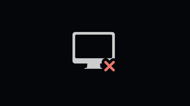 Animated Desktop Computer Monitor Icon with Red Cross Badge and Mouse Click for PC Error, Access Denied, and Malware Warning