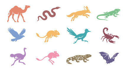 Obraz premium Colorful animal icons in row formation.