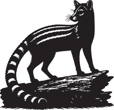 Rare Ring Tailed Vontsira Standing Alert
