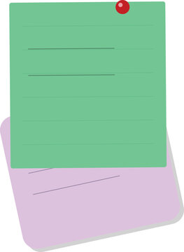 A green sticky note pinned to a purple background with lines for writing text or messages