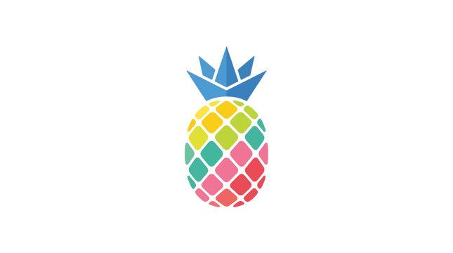 Geometric colorful pineapple fruit logo icon.