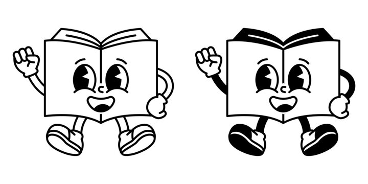 Vintage Rubber Hose Cartoon School Mascot Book Character.