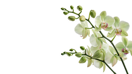 Branch of blooming light green orchid flowers isolated on transparent background © Pavel