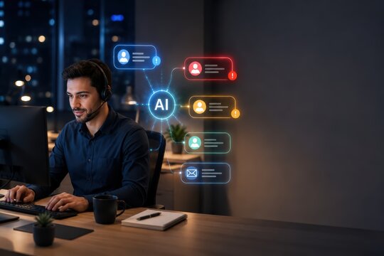 Night Shift Support Agent Managing AI Prioritized Requests