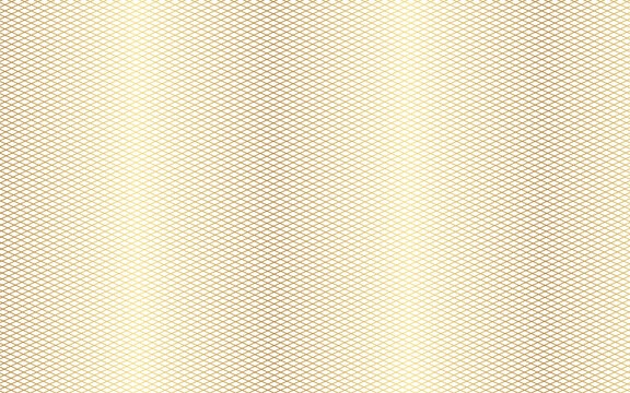Golden micro diamond grid pattern background with luxury metallic mesh texture. Vector illustration of seamless subtle art deco lattice, modern elegant gold wire net wallpaper template.