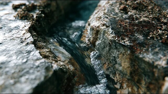 Intricate geological formation showcasing raw rock material and earthy textures in close-up detail