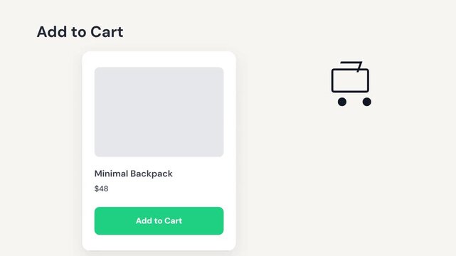 Interactive e commerce product card design with add to cart with store