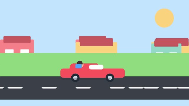 Seamless loop animation with flat vector animation animation red cars
