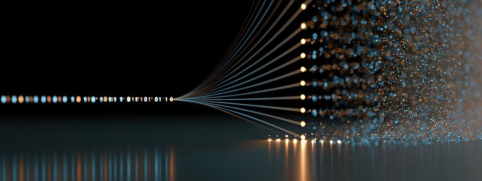 Data flow, convergence, divergence, particles, lines, light, abstract, technology, movement, energy