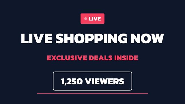 Dynamic Live Shopping Broadcast with Increasing Viewer Count and Exclusive Deals, Representing E-commerce Growth, Online Engagement, and Promotional Events
