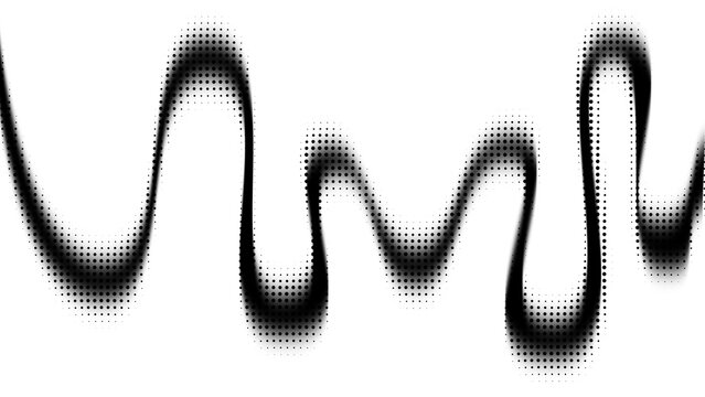 Dynamic halftone dotted wave, monochrome abstract line, ribbon pattern. Curved fluid line with halftone design effect. Backdrop, background pattern. Overlay texture. Vector abstract background. PNG.