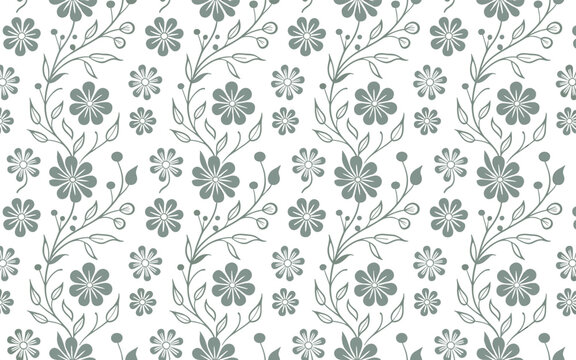 Delicate floral pattern with small blossoms and leaves on white background seamless vector design