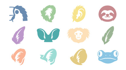Obraz premium Colorful animal face icons set.