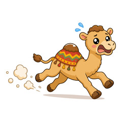 Obraz premium Cute running camel cartoon vector illustration