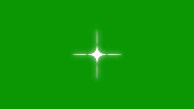 White Cartoon Blinking Stars Twinkling Star Motion Graphics, Flat Vector Doodle Sparkle, Glowing Light Trails, Fast Line Glitter Motion, Magical Appearance Effects, green Background