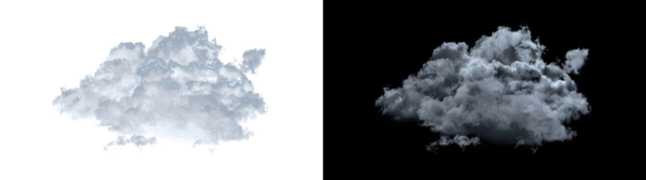 Gray stormy cloud floating realistically with dense heavy texture for creative design in PNG, Transparent and Black Background Versions