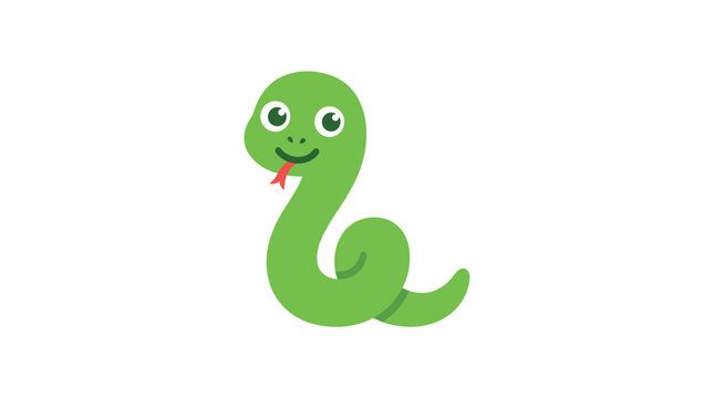 A cute green snake vector illustration with a friendly smile. Perfect for kids educational materials, nursery decor, animal themes, or playful graphic design projects.
