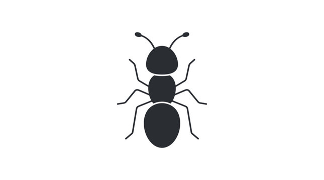 A clean and minimalist ant silhouette vector icon. Perfect for biology, nature, pest control, or educational graphics. Simple flat design suitable for modern user interfaces and logos.
