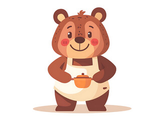 Obraz premium ute bear cartoon character illustration in flat vector style, adorable woodland animal isolated on white background