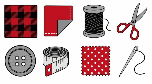 Sewing and textile icon set vector