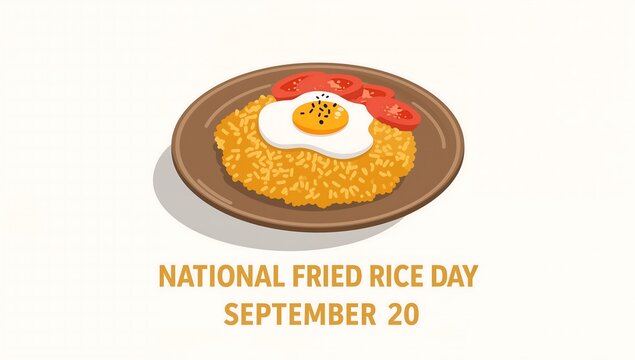 National fried rice day illustration featuring egg on rice dish culinary restaurant delicious september