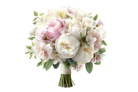Wedding bouquet clipart isolated on transparent background, elegant floral arrangement PNG cutout collection