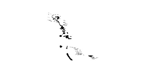Obraz premium A cluster of scattered dark specks forms an abstract, minimalist shape on a white background, evoking a sense of mystery and intrigue.