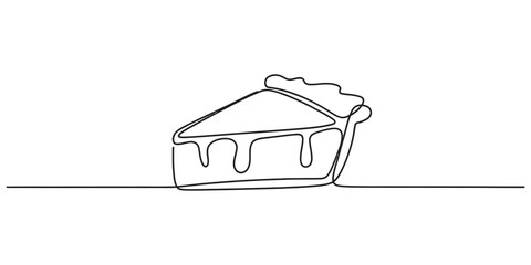 One single continuous line drawing of a delicious slice of fruit pie © Bilas