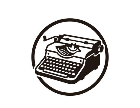 Vintage old typewriter logo design