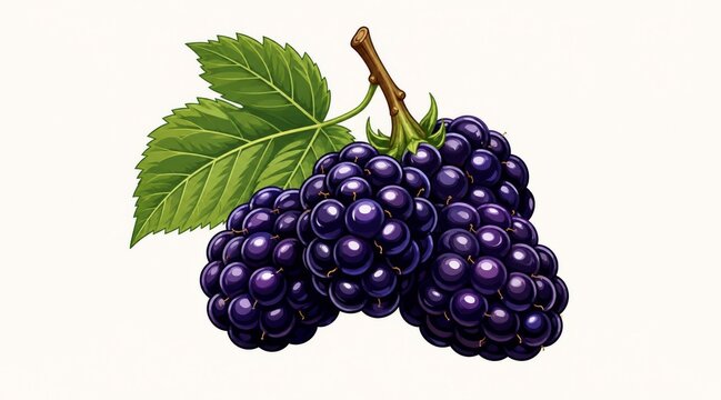 Isolated blackberry cluster illustration