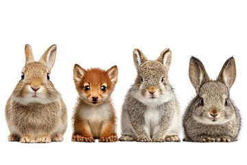 Fototapeta premium Woodland baby animal collection isolated on transparent background, cute forest wildlife PNG cutout set