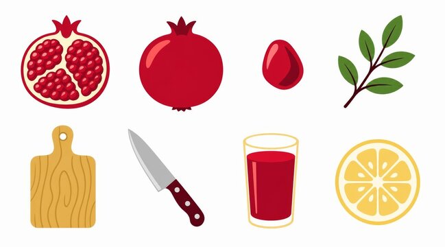 Pomegranate vector icon pack reference sheet