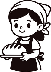 Child holding a freshly baked loaf of bread with a smile on her face