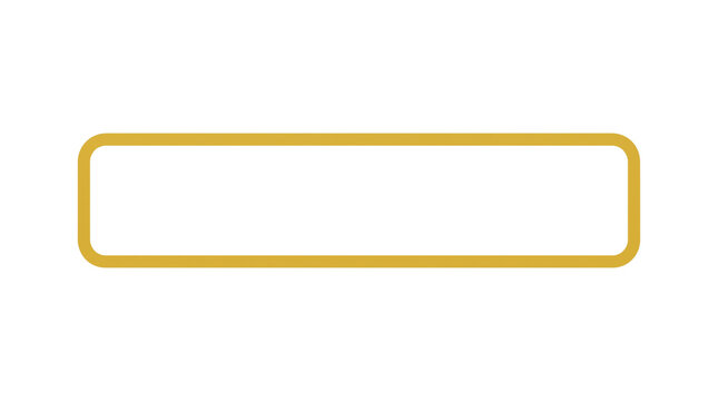 Minimalist gold frame on white background, elegant metallic border, simple rectangular golden outline for text or logo