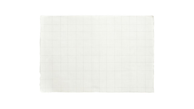 Sheet of white graph paper isolated on transparent background