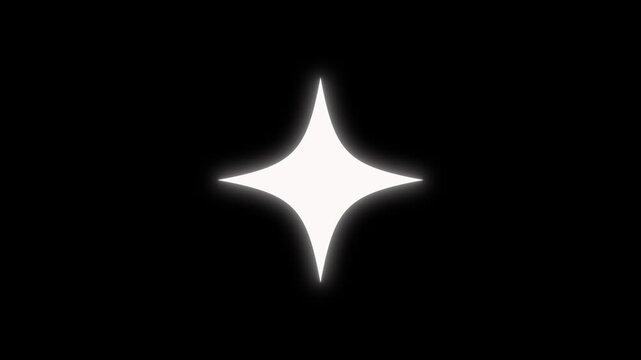 Flat Vector Star Twinkling: White Cartoon Sparkle and Glitter Shine Animation. Cute Doodle Blinking Stars for Black Screen Background. High-Quality Visuals for Cinematic Video Production.
