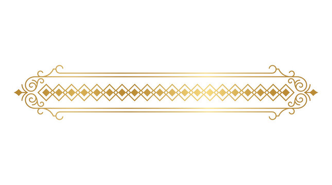 Gold ornamental dividers set. Vintage ornamental line with diamonds. Elegant luxury separator. Classical vector graphic element for design
