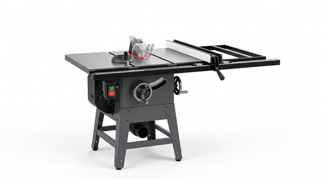 Electric Table Saw Woodworking Power Tool Mockup with Rip Fence and Mitre Gauge