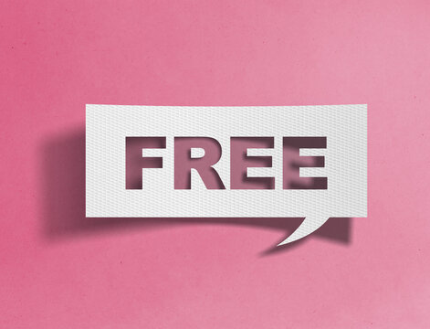 Paper speech bubble with free text cutout on pink background, promotion and special offer concept