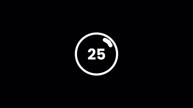 Minimalist 30 Second Countdown Timer with Circular Progress Indicator on Black Background 4k video